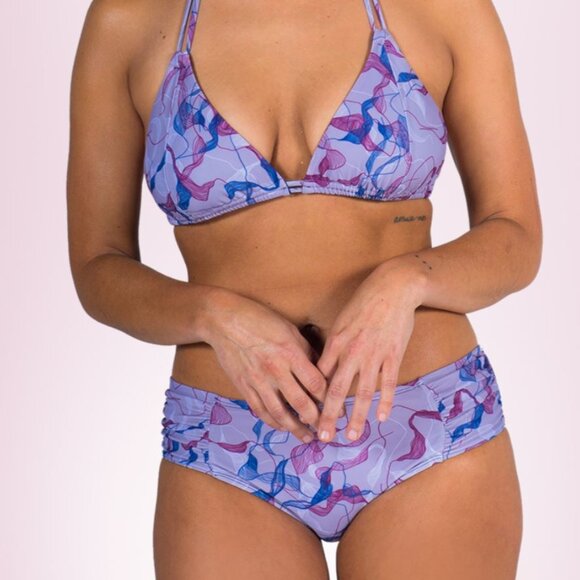 Stria Swim Ruched Purple Bikini Bottom - Picture 3 of 6